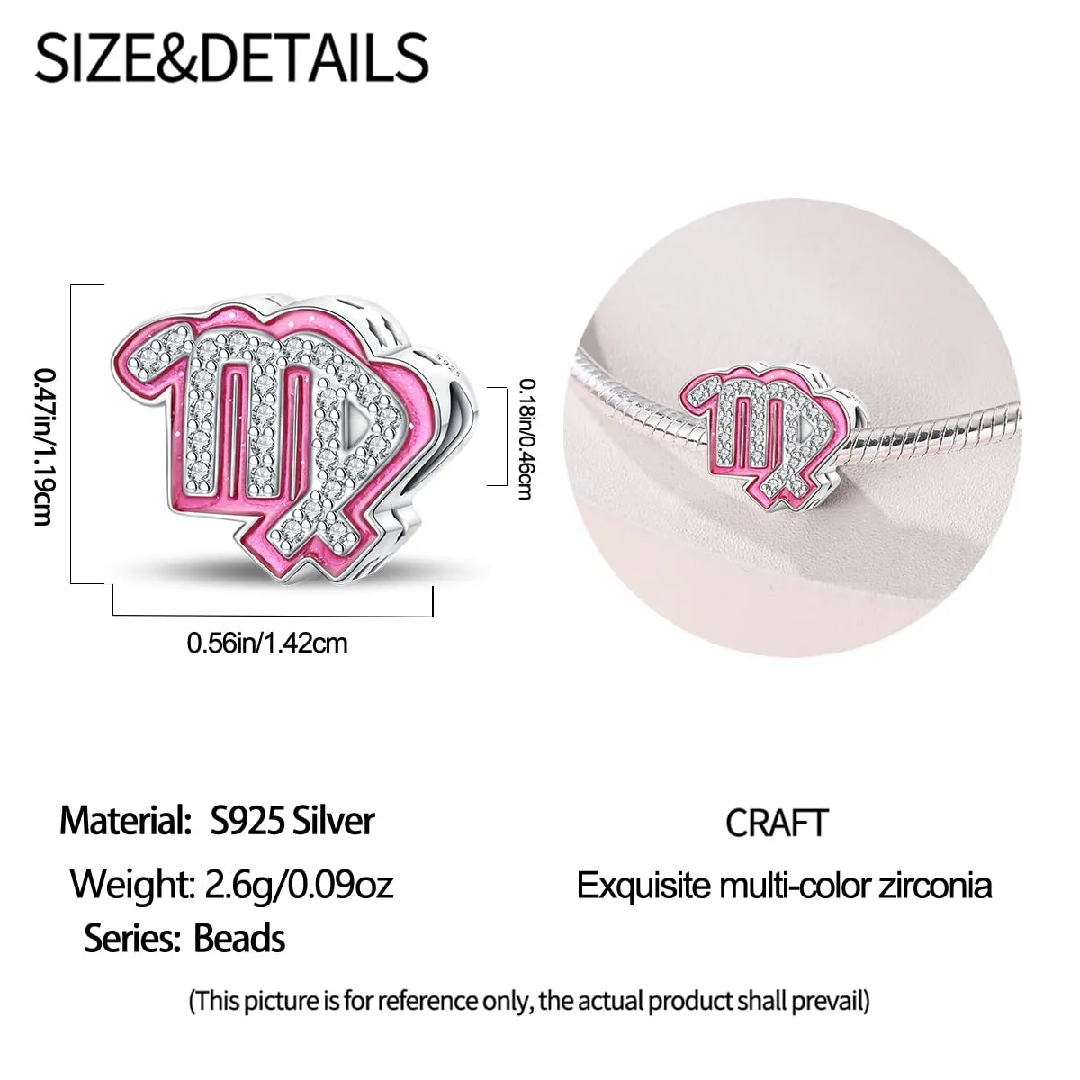 Pandach Ciondolo in Argento Sterling 925 con Cubic Zirconia per Braccialetti e Collane Europei - immagine 5
