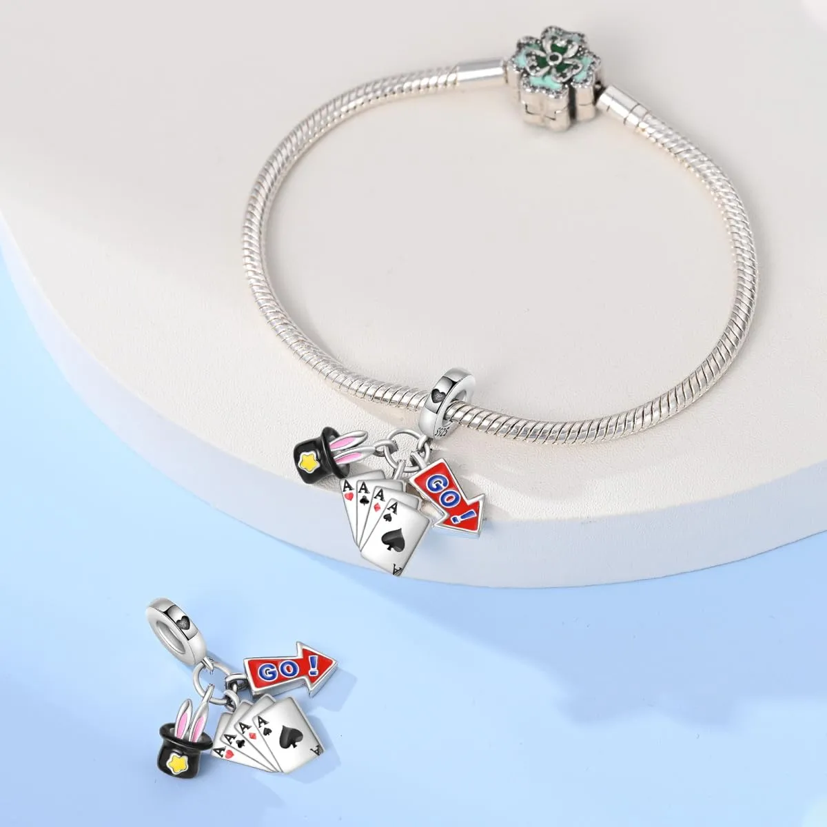 Pandach Bead Charm Ciondolo Argento Sterling 925 con Cubic Zirconia per Braccialetti e Collane Europei - immagine 3