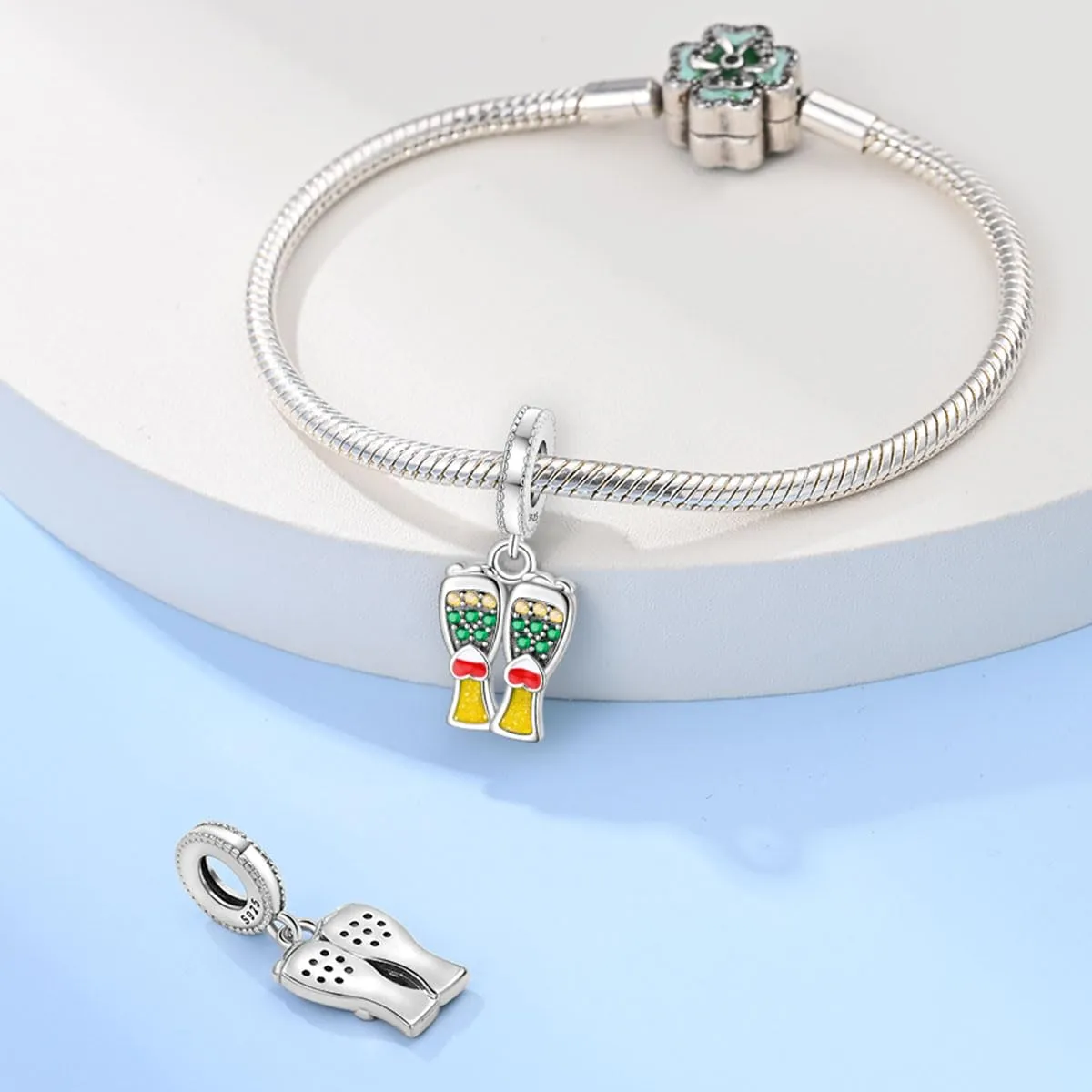 Pandach Bead Charm Ciondolo Argento Sterling 925 con Cubic Zirconia per Braccialetti e Collane Europei - immagine 3