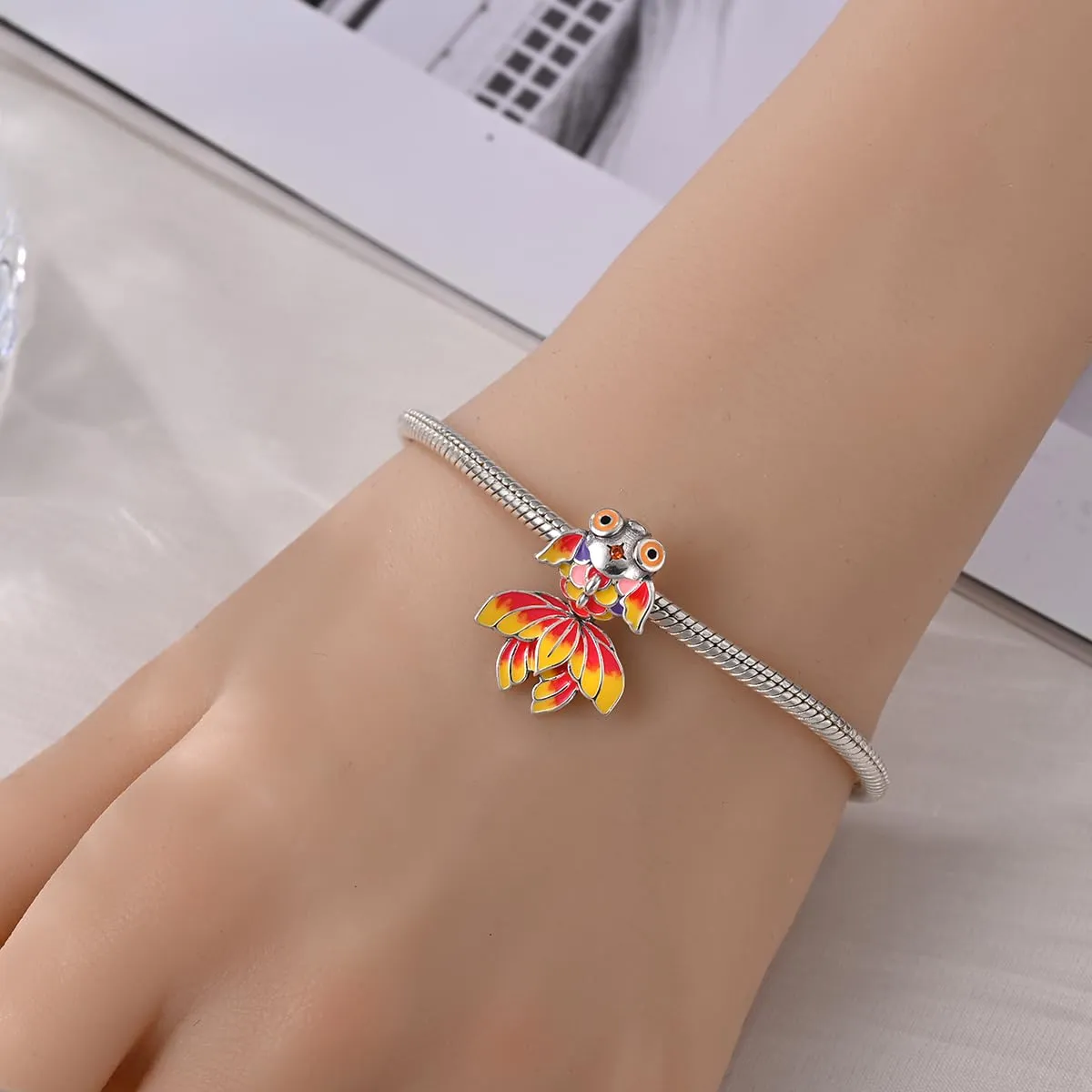 KUNSIR Bead Charm in Argento Sterling 925 con Cubic Zirconia, Compatibile con Braccialetti e Collane Europei - immagine 4