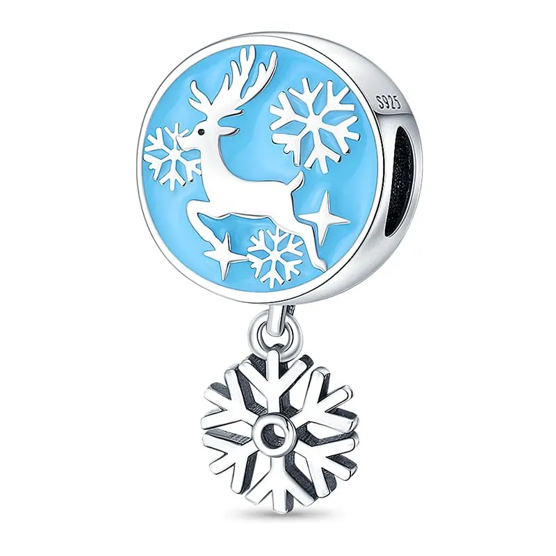 KUNSIR Bead Charm Ciondolo Argento Sterling 925 con Cubic Zirconia per Braccialetti e Collane Europei - immagine 1
