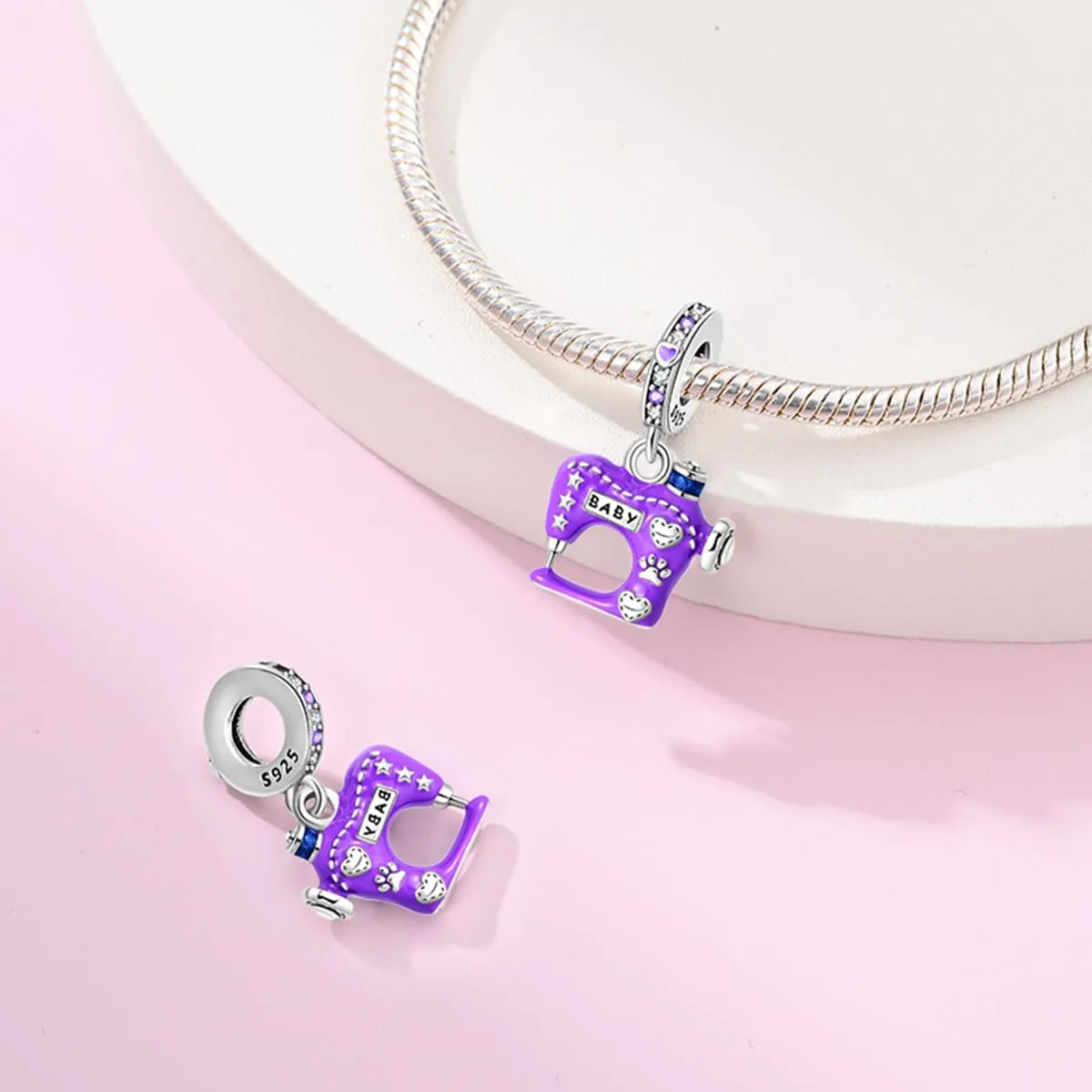 KUNSIR Bead Charm Ciondolo Argento Sterling 925 con Cubic Zirconia per Braccialetti e Collane Europei - immagine 2