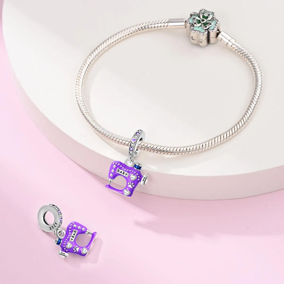 KUNSIR Bead Charm Ciondolo Argento Sterling 925 con Cubic Zirconia per Braccialetti e Collane Europei - immagine 3