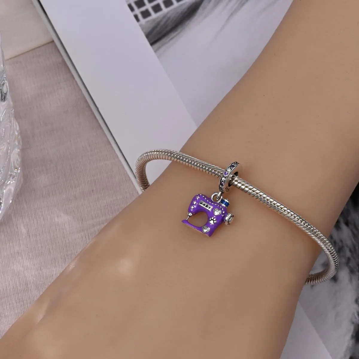 KUNSIR Bead Charm Ciondolo Argento Sterling 925 con Cubic Zirconia per Braccialetti e Collane Europei - immagine 4