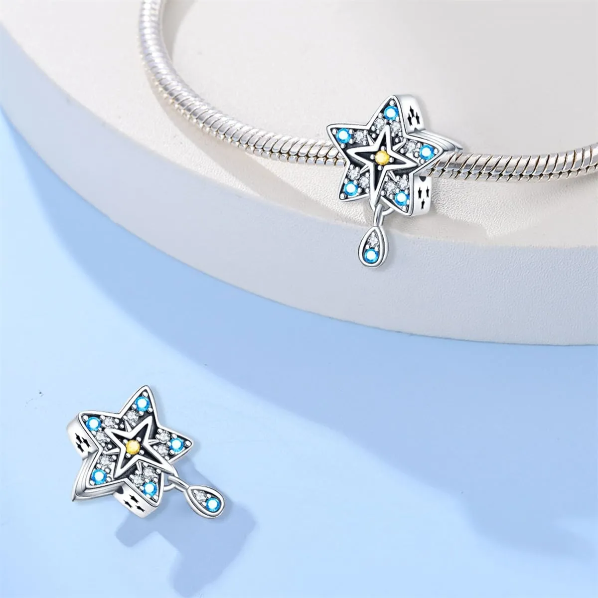 KUNSIR Bead Charm Ciondolo Argento Sterling 925 con Cubic Zirconia per Pandora Braccialetti e Collane Europee - immagine 2