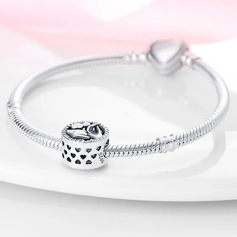 KUNSIR Bead Charm Ciondolo Argento Sterling 925 con Cubic Zirconia per Braccialetti e Collane Europei - immagine 3