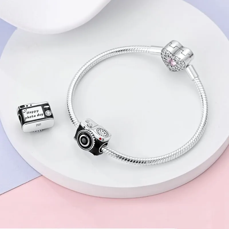 KUNSIR Bead Charm in Argento Sterling 925 e Cubic Zirconia, Compatibile con Braccialetti e Collane Europei - immagine 3