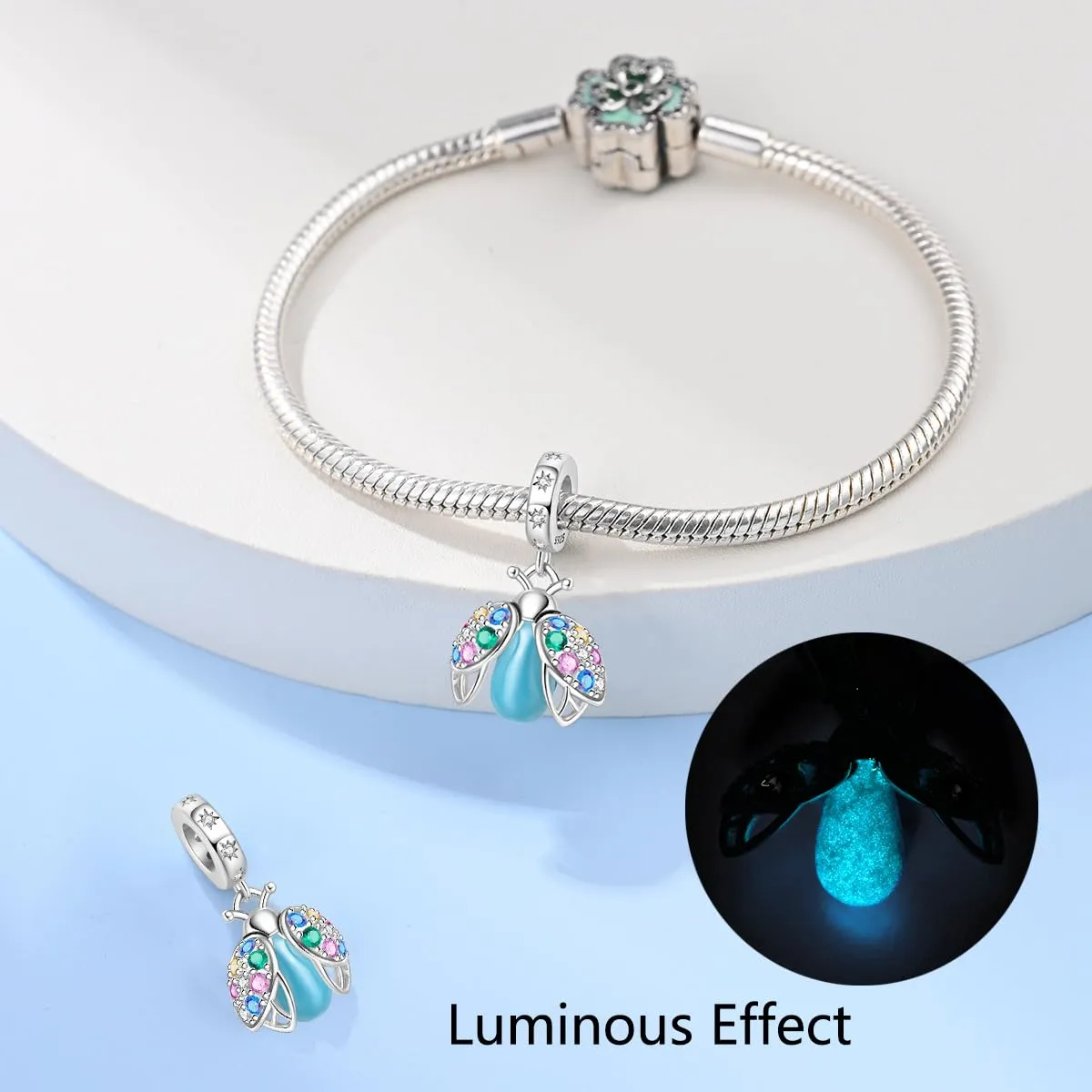 KUNSIR Bead Charm Ciondolo Argento Sterling 925 con Cubic Zirconia per Braccialetti e Collane Europei - immagine 3