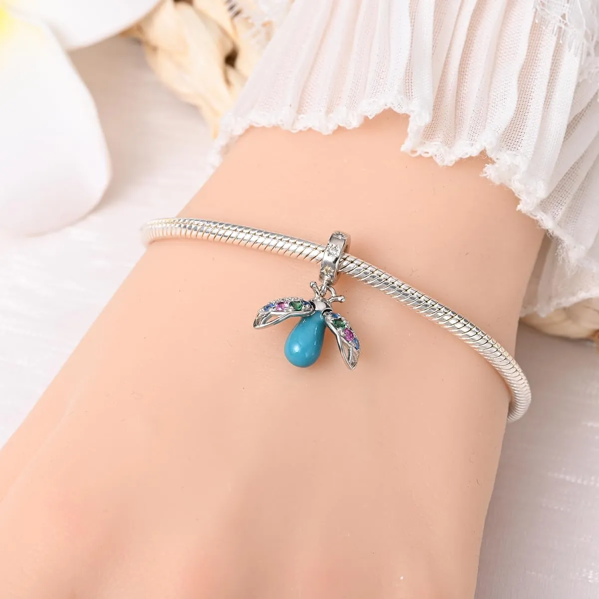 KUNSIR Bead Charm Ciondolo Argento Sterling 925 con Cubic Zirconia per Braccialetti e Collane Europei - immagine 5