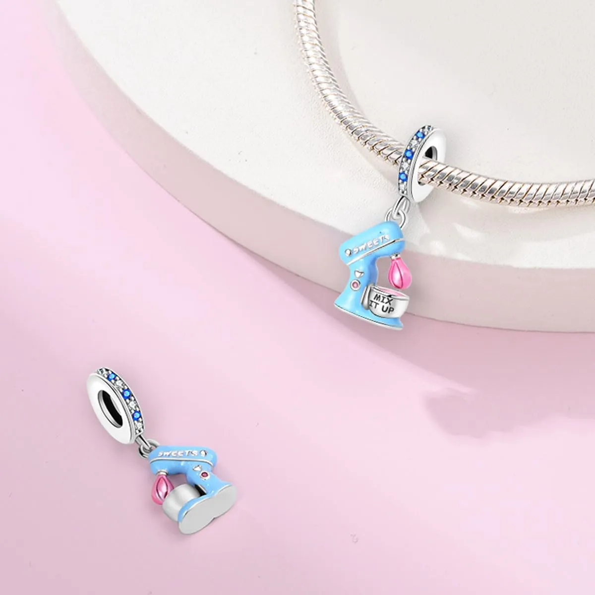 KUNSIR Bead Charm Ciondolo in Argento Sterling 925 con Cubic Zirconia per Braccialetti e Collane Europei - immagine 2