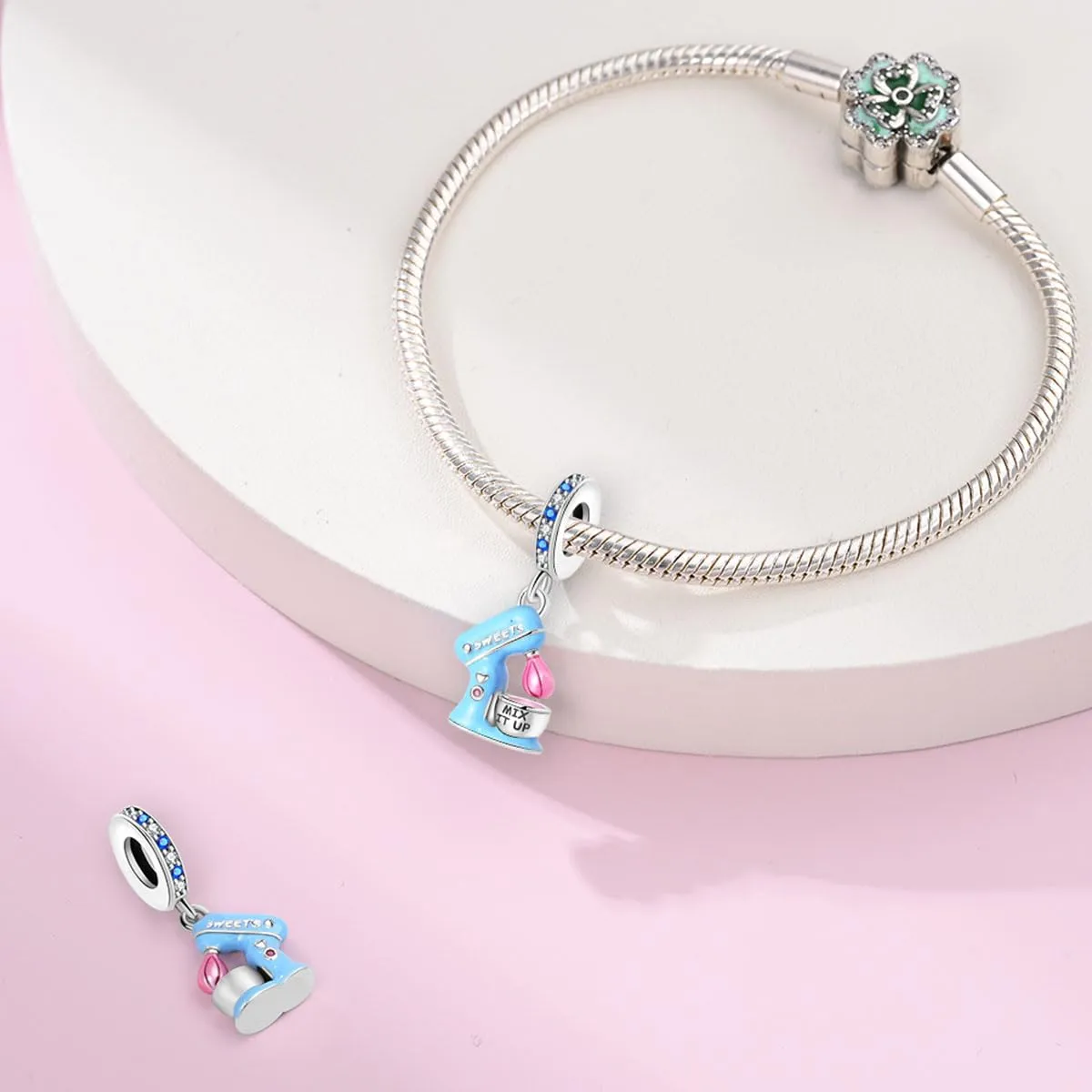 KUNSIR Bead Charm Ciondolo in Argento Sterling 925 con Cubic Zirconia per Braccialetti e Collane Europei - immagine 3