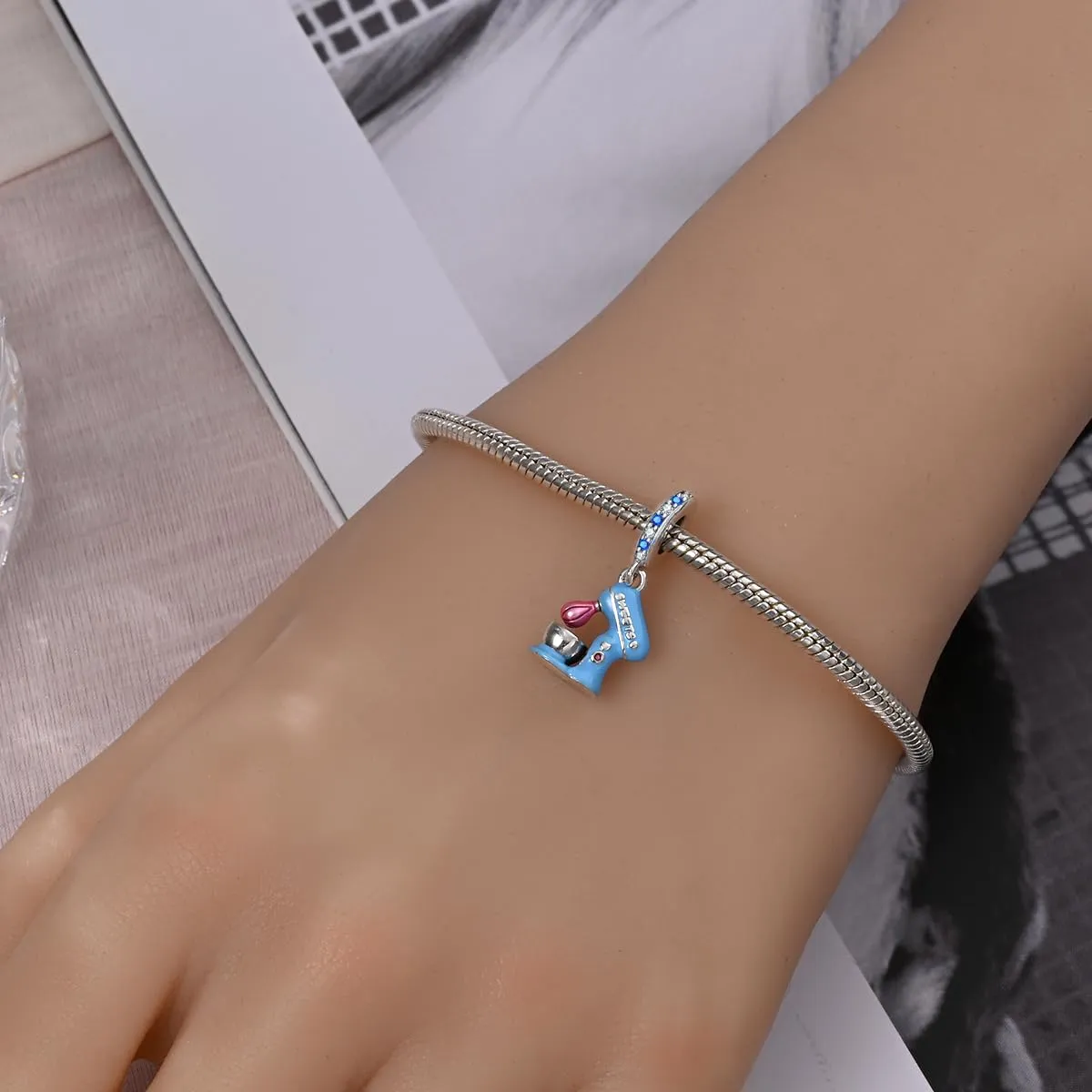 KUNSIR Bead Charm Ciondolo in Argento Sterling 925 con Cubic Zirconia per Braccialetti e Collane Europei - immagine 4