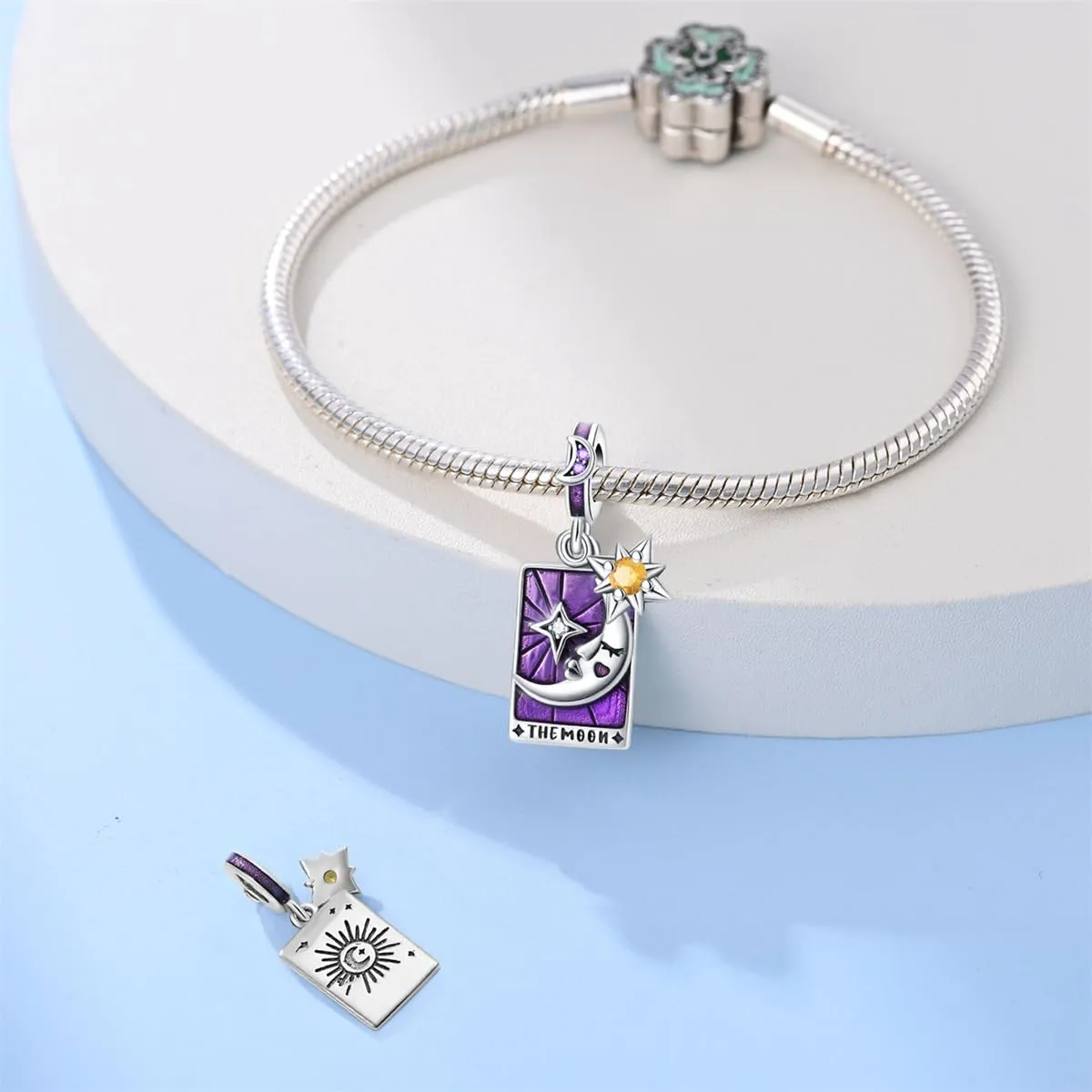 KUNSIR Bead Charm Ciondolo Argento Sterling 925 con Cubic Zirconia per Braccialetti e Collane Europei - immagine 3