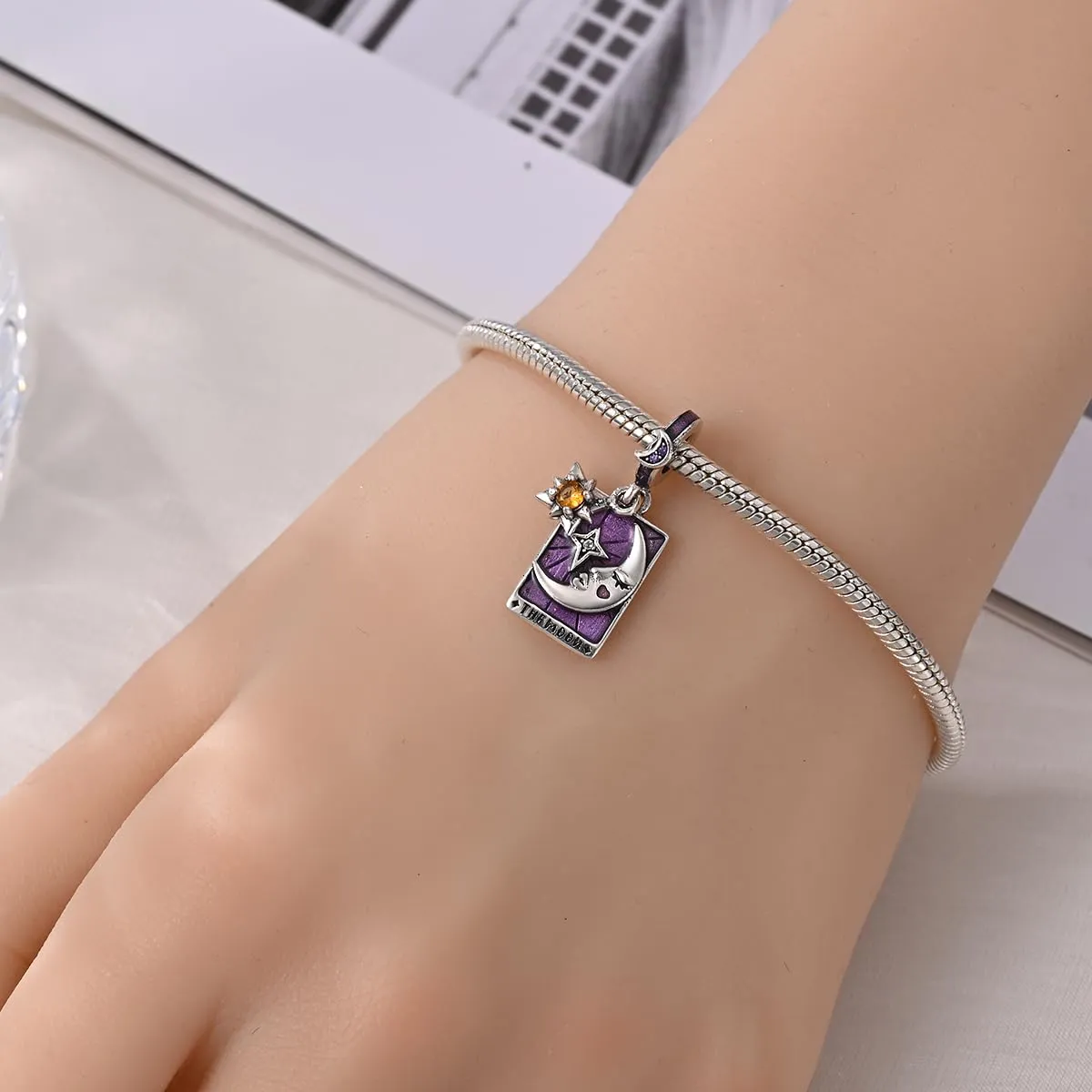 KUNSIR Bead Charm Ciondolo Argento Sterling 925 con Cubic Zirconia per Braccialetti e Collane Europei - immagine 4