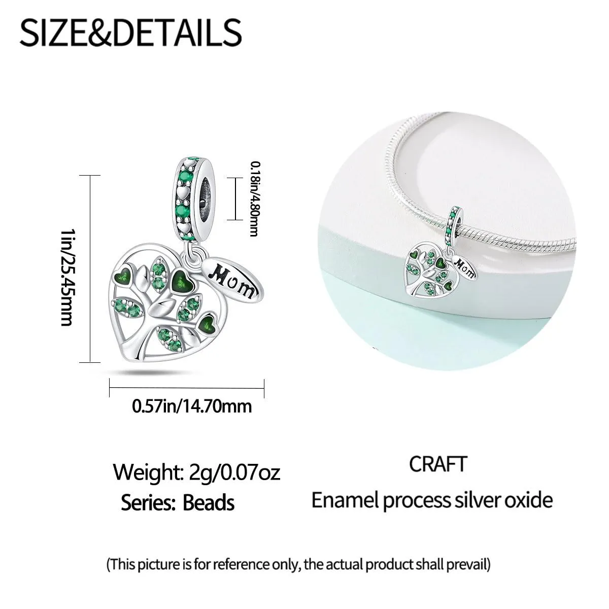 KUNSIR Bead Charm in Argento Sterling 925 con Cubic Zirconia, Compatibile con Braccialetti e Collane Europei - immagine 5