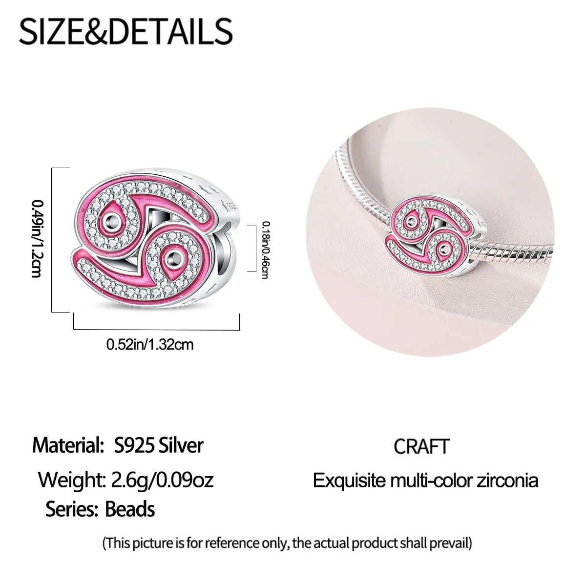 Pandach Bead Charm in Argento Sterling 925 con Cubic Zirconia, compatibile con Braccialetti e Collane europei - immagine 5