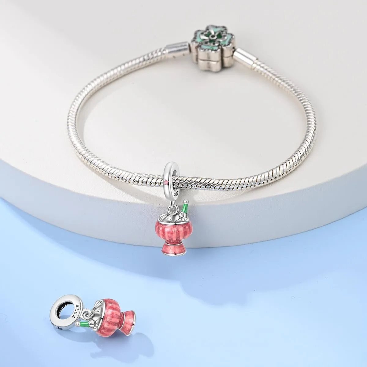 Pandach Bead Charm Ciondolo Argento Sterling 925 con Cubic Zirconia per Braccialetti e Collane Europei - immagine 3