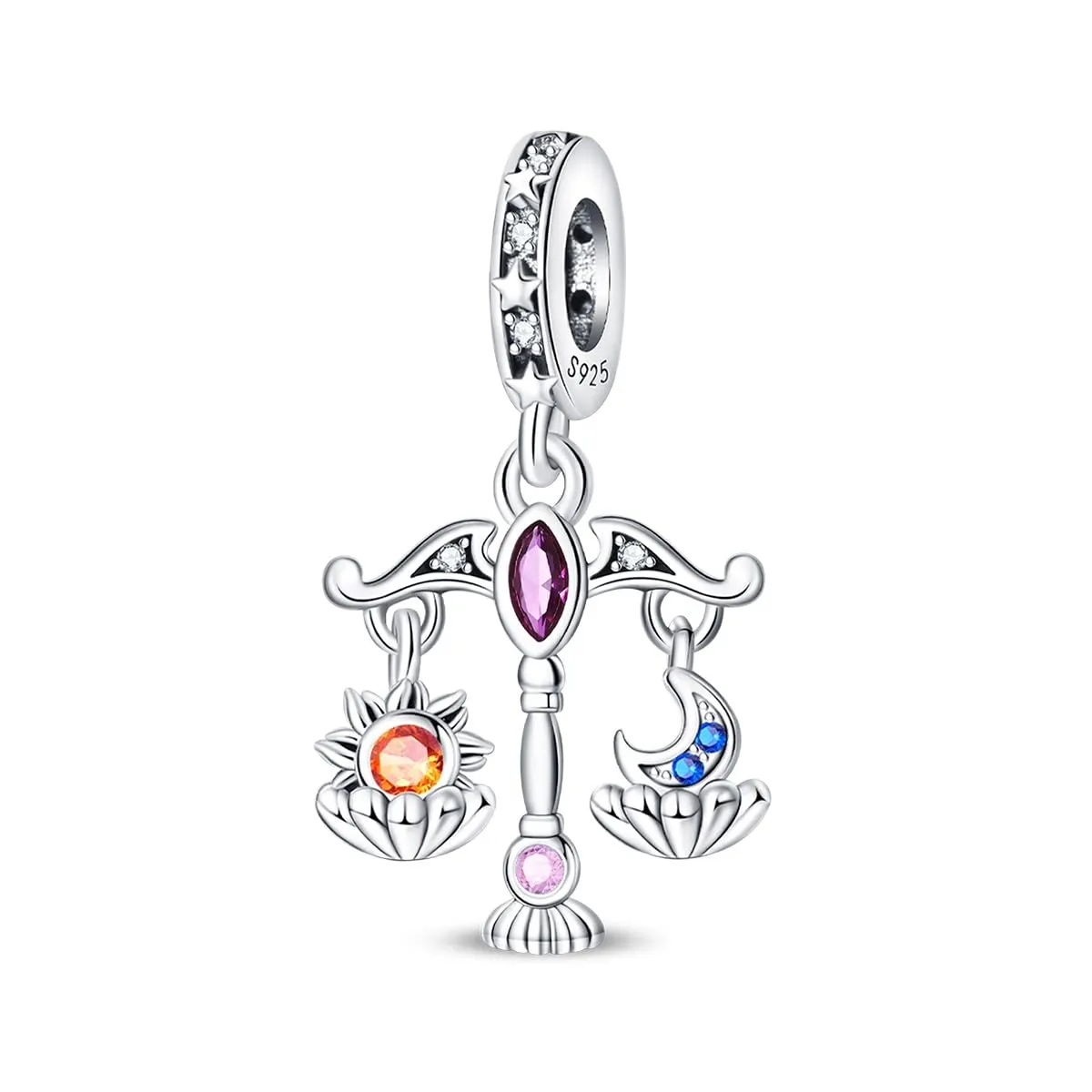 KUNSIR Bead Charm Ciondolo Argento Sterling 925 con Cubic Zirconia per Braccialetti e Collane Europei - immagine 1