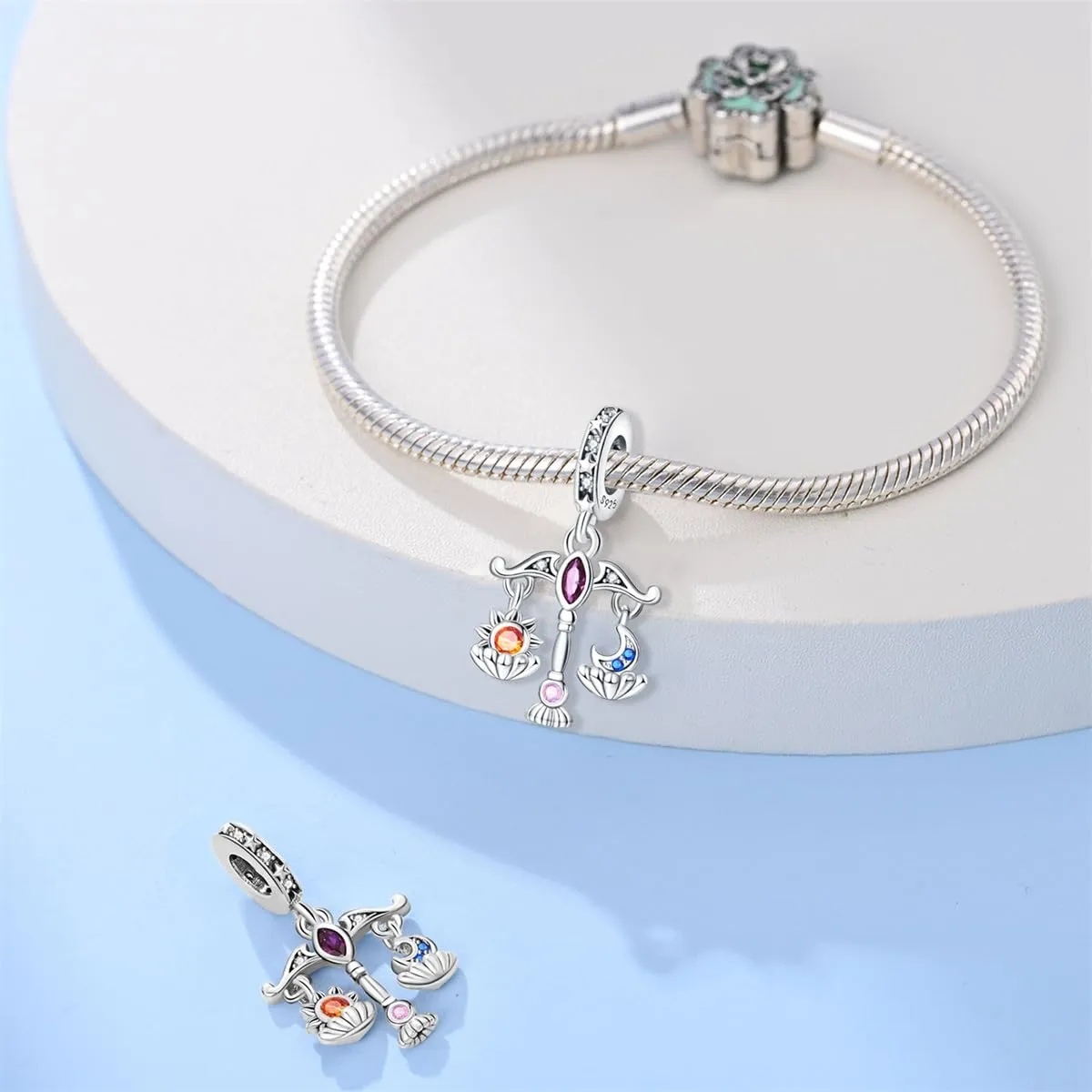 KUNSIR Bead Charm Ciondolo Argento Sterling 925 con Cubic Zirconia per Braccialetti e Collane Europei - immagine 3