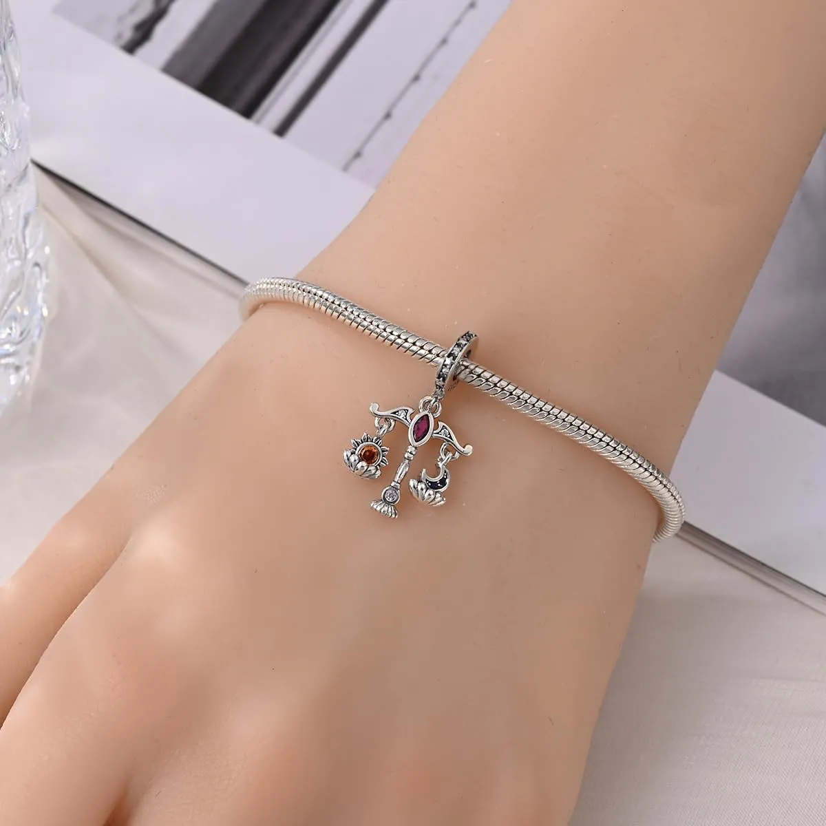 KUNSIR Bead Charm Ciondolo Argento Sterling 925 con Cubic Zirconia per Braccialetti e Collane Europei - immagine 4