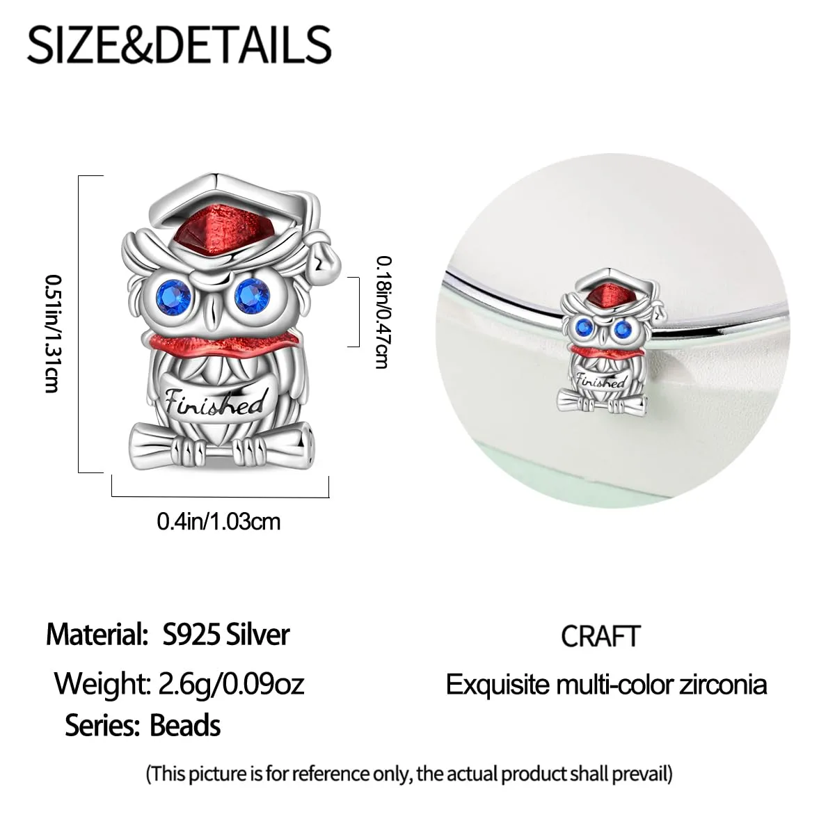 KUNSIR Bead Charm Ciondolo Argento Sterling 925 con Cubic Zirconia per Braccialetti e Collane Europei - immagine 5