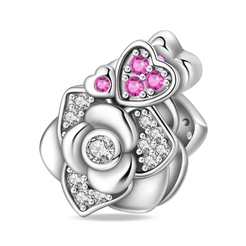 KUNSIR Bead Charm Ciondolo Argento Sterling 925 con Cubic Zirconia per Braccialetti e Collane Europei - immagine 1