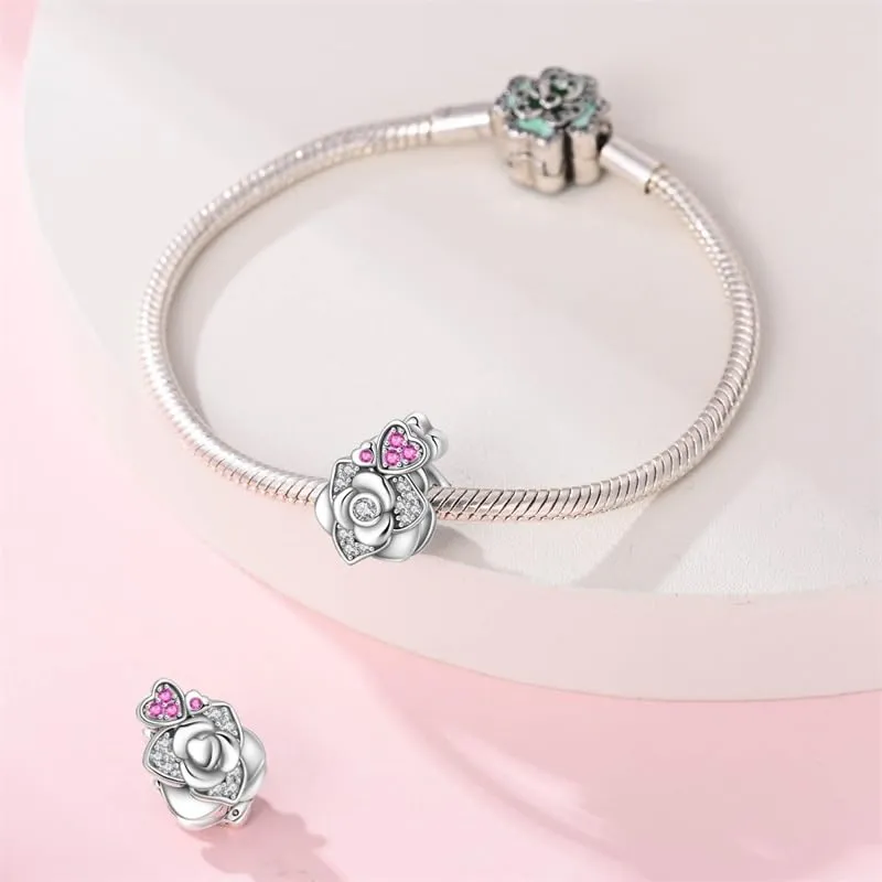 KUNSIR Bead Charm Ciondolo Argento Sterling 925 con Cubic Zirconia per Braccialetti e Collane Europei - immagine 3