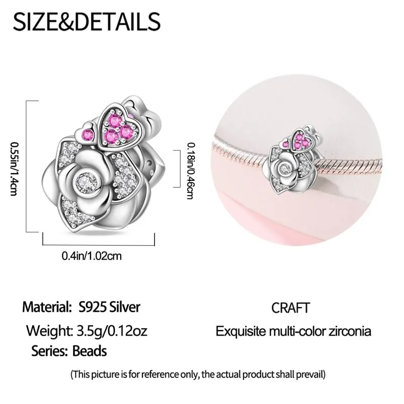 KUNSIR Bead Charm Ciondolo Argento Sterling 925 con Cubic Zirconia per Braccialetti e Collane Europei - immagine 5