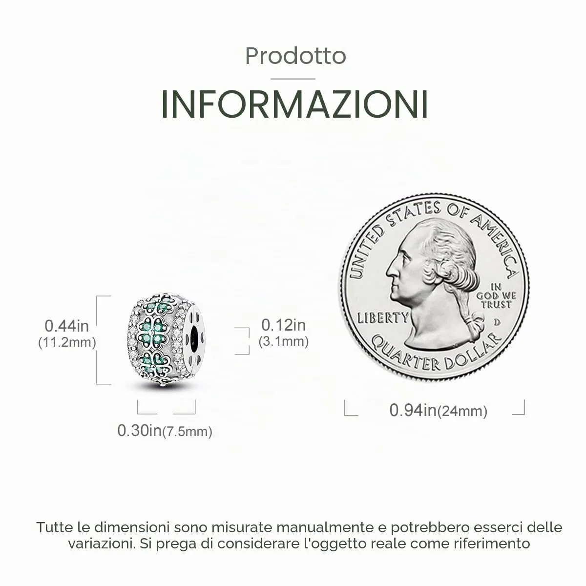 KUNSIR Ciondolo in Argento Sterling 925 con Cubic Zirconia per Braccialetti e Collane Europee - immagine 4