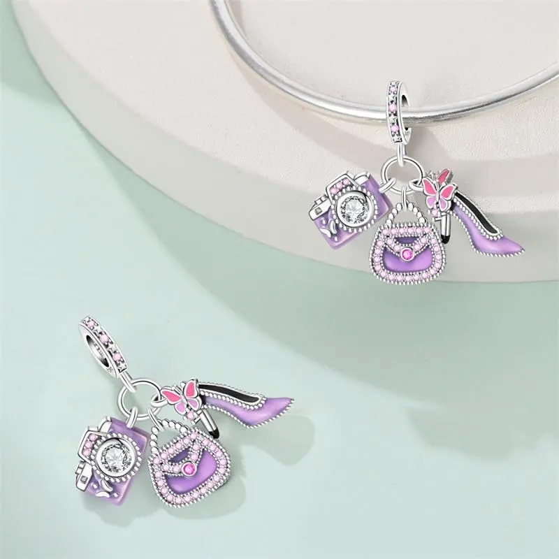 KUNSIR Bead Charm Ciondolo Argento Sterling 925 con Cubic Zirconia per Braccialetti e Collane Europei - immagine 2