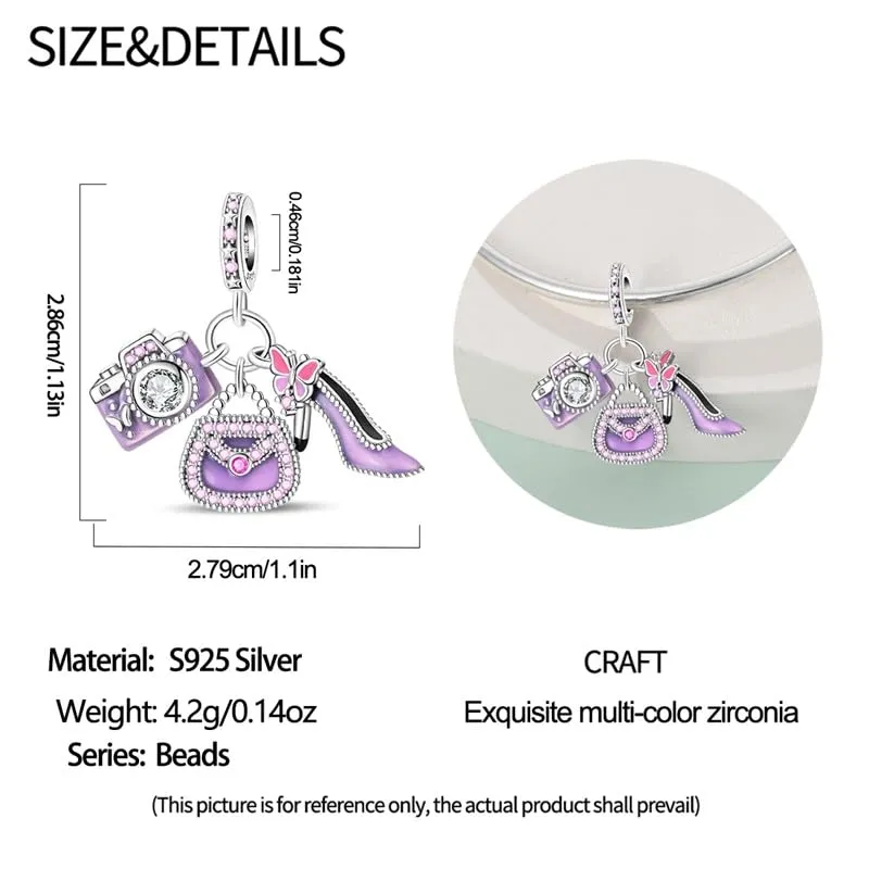 KUNSIR Bead Charm Ciondolo Argento Sterling 925 con Cubic Zirconia per Braccialetti e Collane Europei - immagine 5
