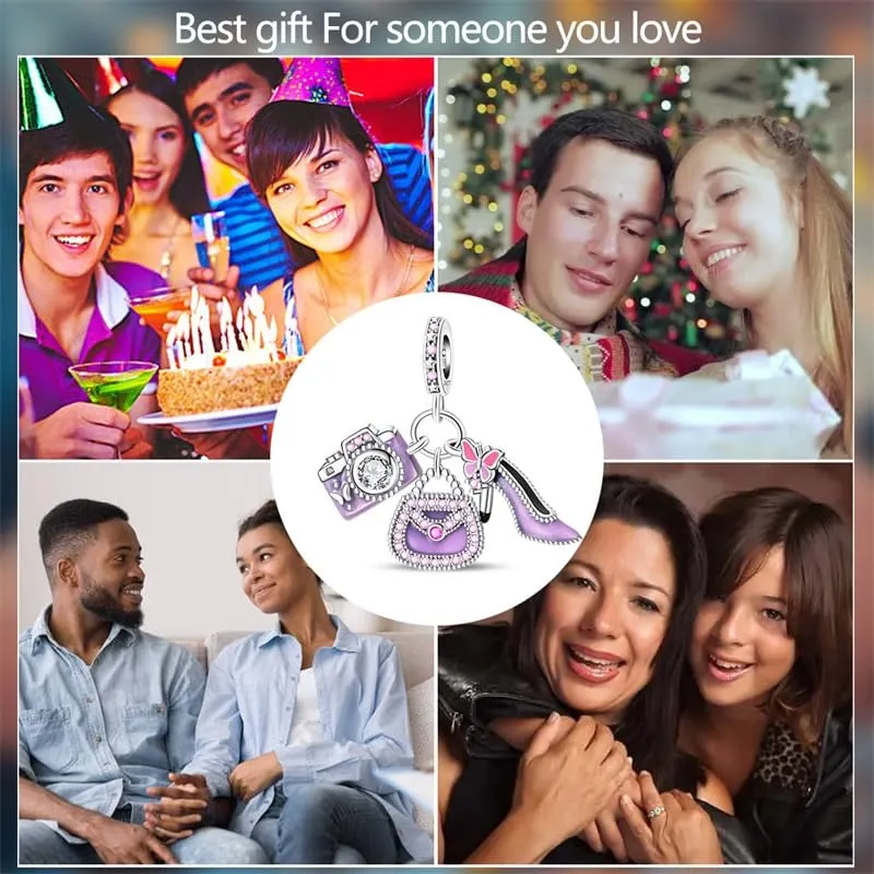 KUNSIR Bead Charm Ciondolo Argento Sterling 925 con Cubic Zirconia per Braccialetti e Collane Europei - immagine 6