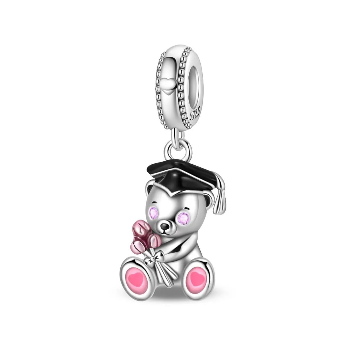 KUNSIR Bead Charm Ciondolo in Argento Sterling 925 con Cubic Zirconia per Braccialetti e Collane Europei - immagine 1