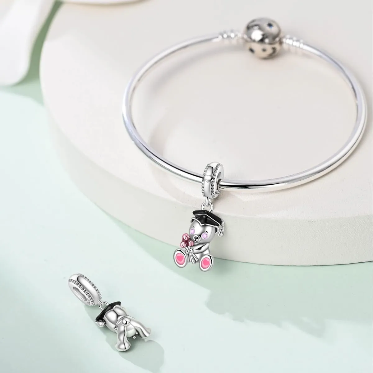 KUNSIR Bead Charm Ciondolo in Argento Sterling 925 con Cubic Zirconia per Braccialetti e Collane Europei - immagine 3