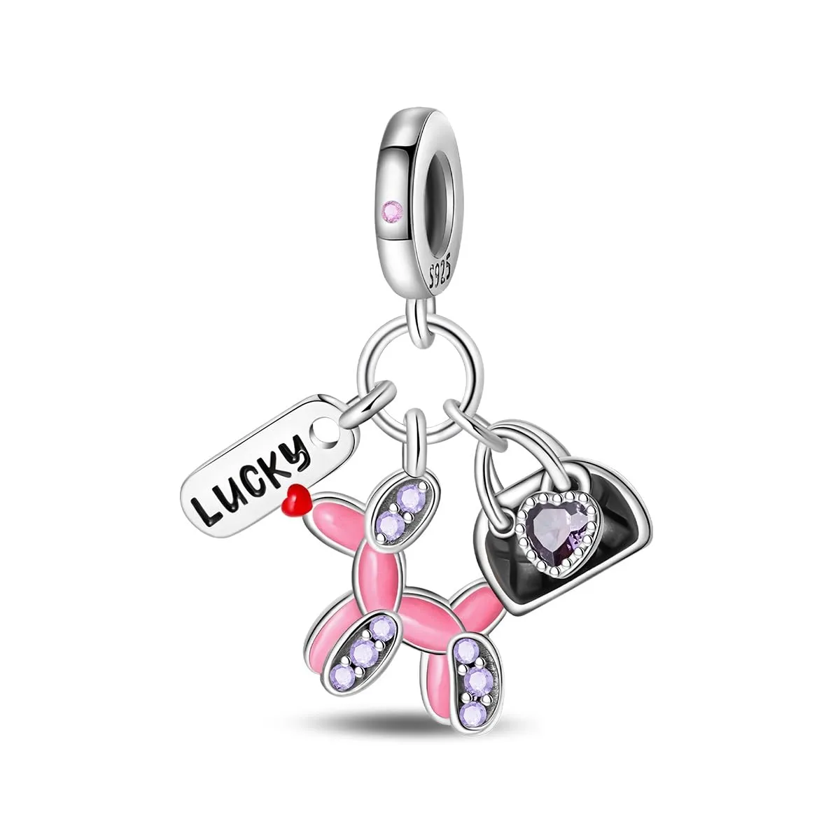 KUNSIR Bead Charm Ciondolo Argento Sterling 925 con Cubic Zirconia per Braccialetti e Collane Europei - immagine 1