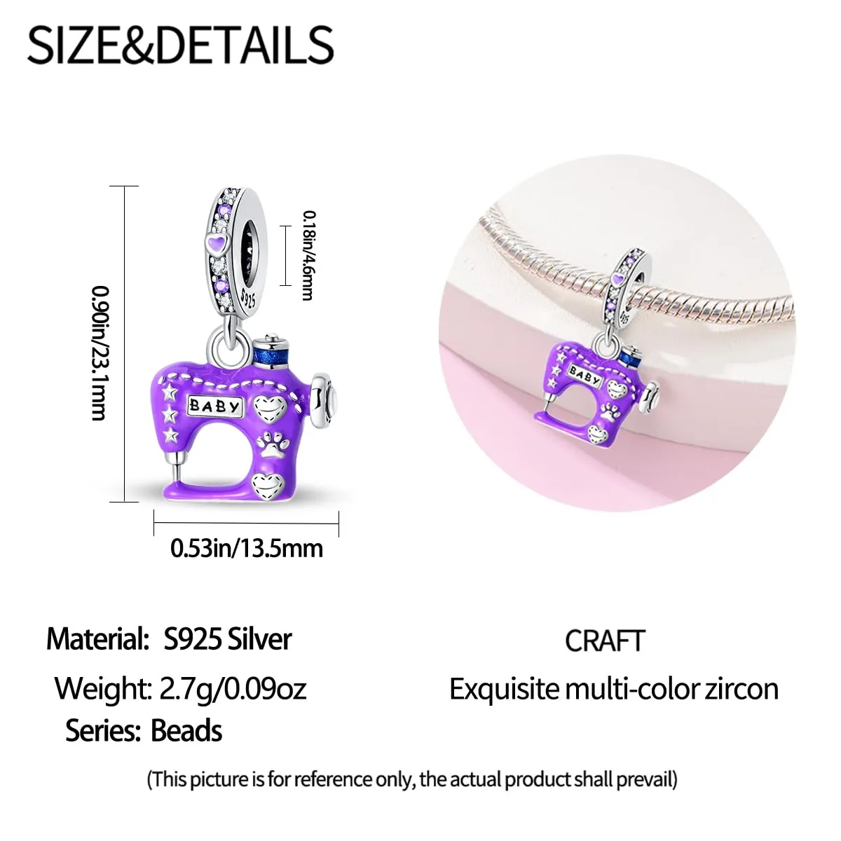 Pandach Bead Charm in Argento Sterling 925 con Cubic Zirconia per Braccialetti e Collane Europei - immagine 5