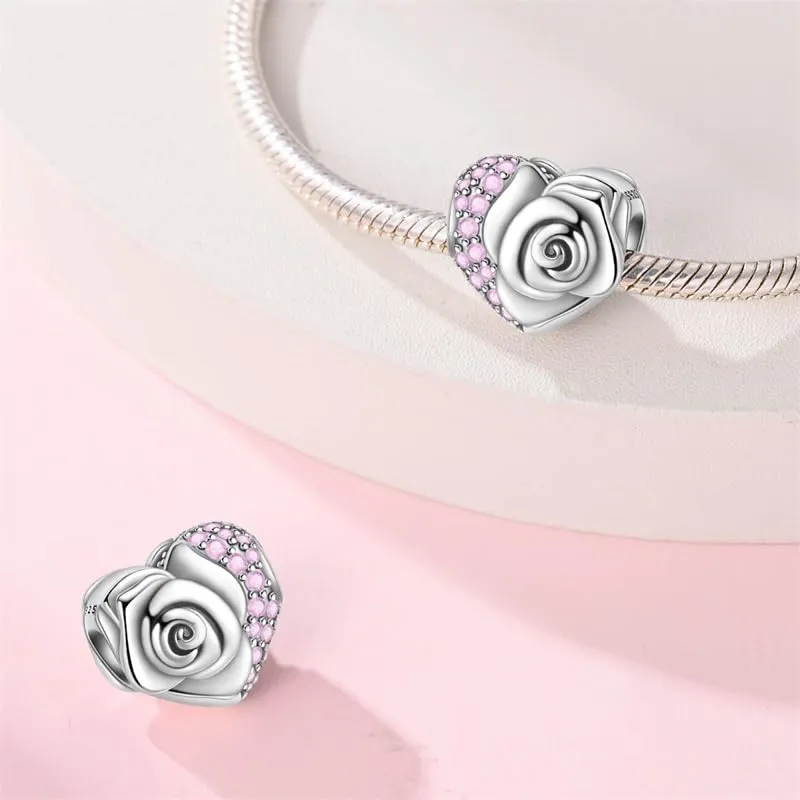 KUNSIR Bead Charm Ciondolo in Argento Sterling 925 con Cubic Zirconia, Compatibile con Braccialetti e Collane Europei - immagine 2
