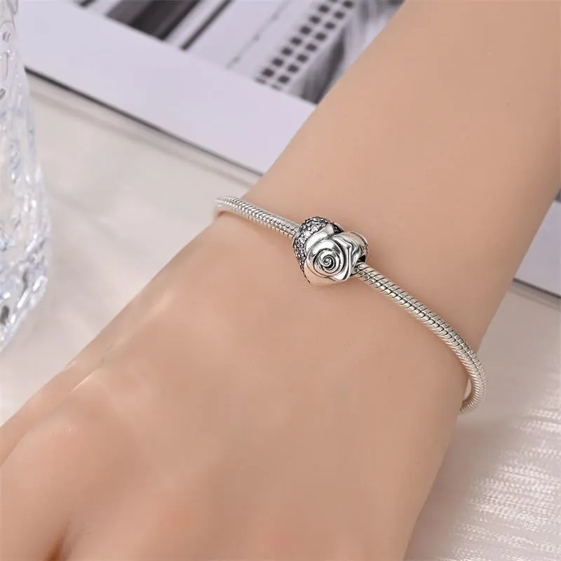 KUNSIR Bead Charm Ciondolo in Argento Sterling 925 con Cubic Zirconia, Compatibile con Braccialetti e Collane Europei - immagine 4