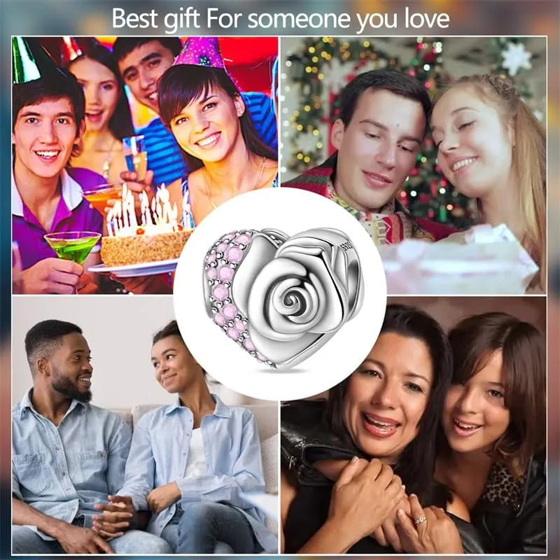 KUNSIR Bead Charm Ciondolo in Argento Sterling 925 con Cubic Zirconia, Compatibile con Braccialetti e Collane Europei - immagine 6