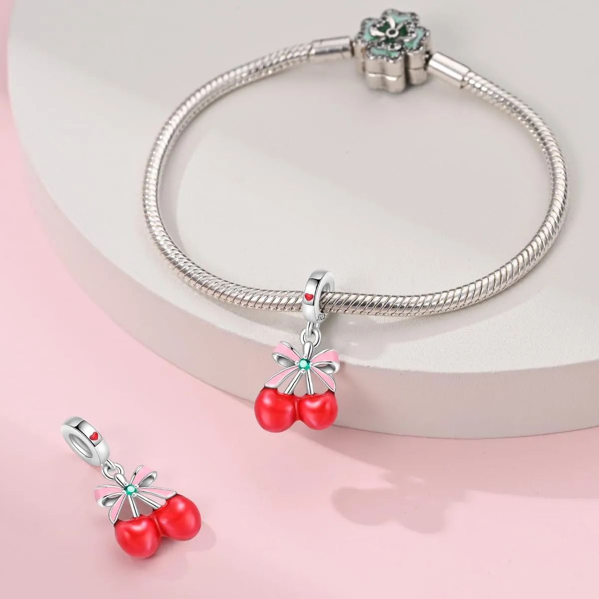KUNSIR Ciondolo in Argento Sterling 925 con Cubic Zirconia per Braccialetti e Collane Europei - immagine 3