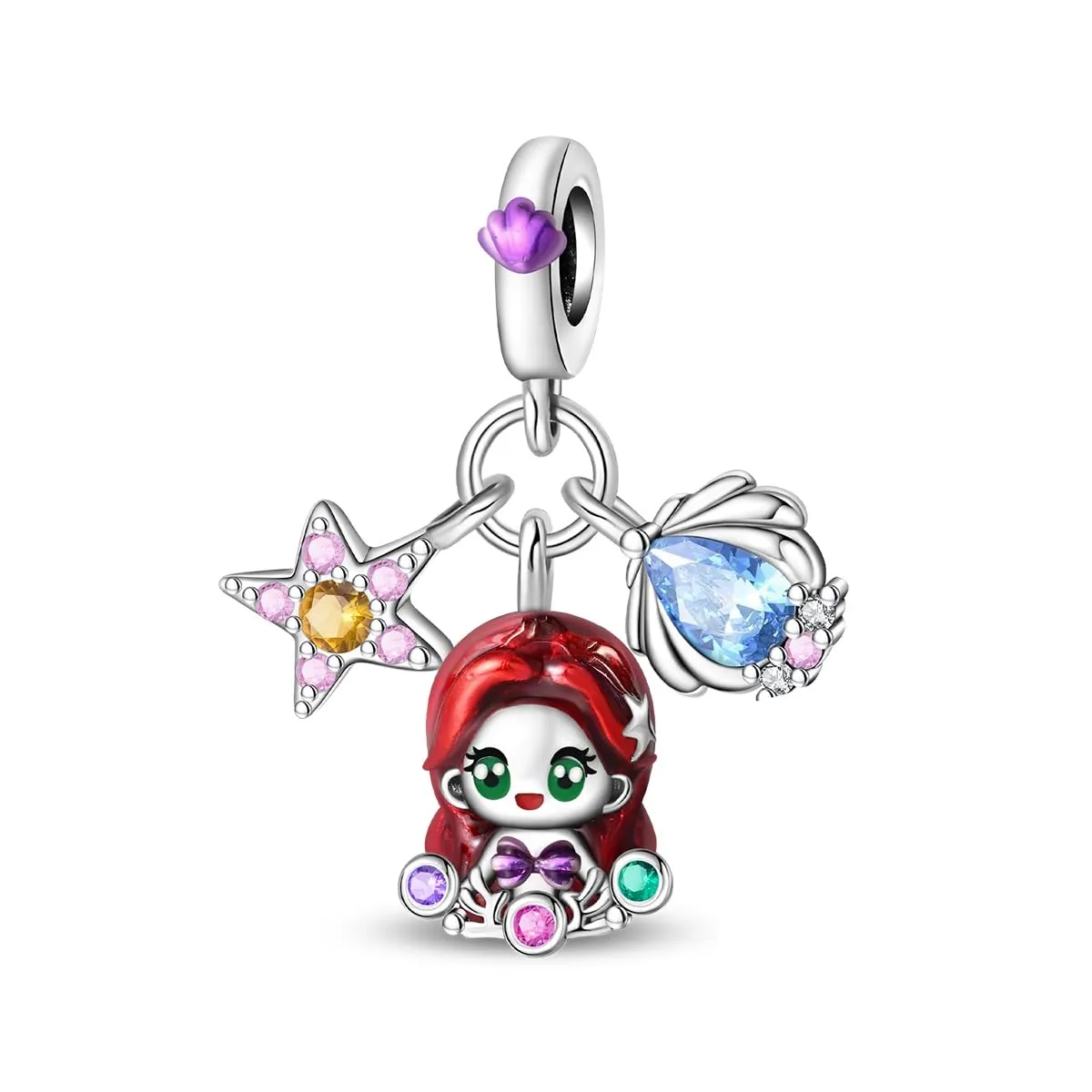 KUNSIR Bead Charm Ciondolo in Argento Sterling 925 con Cubic Zirconia per Braccialetti e Collane Europei - immagine 1