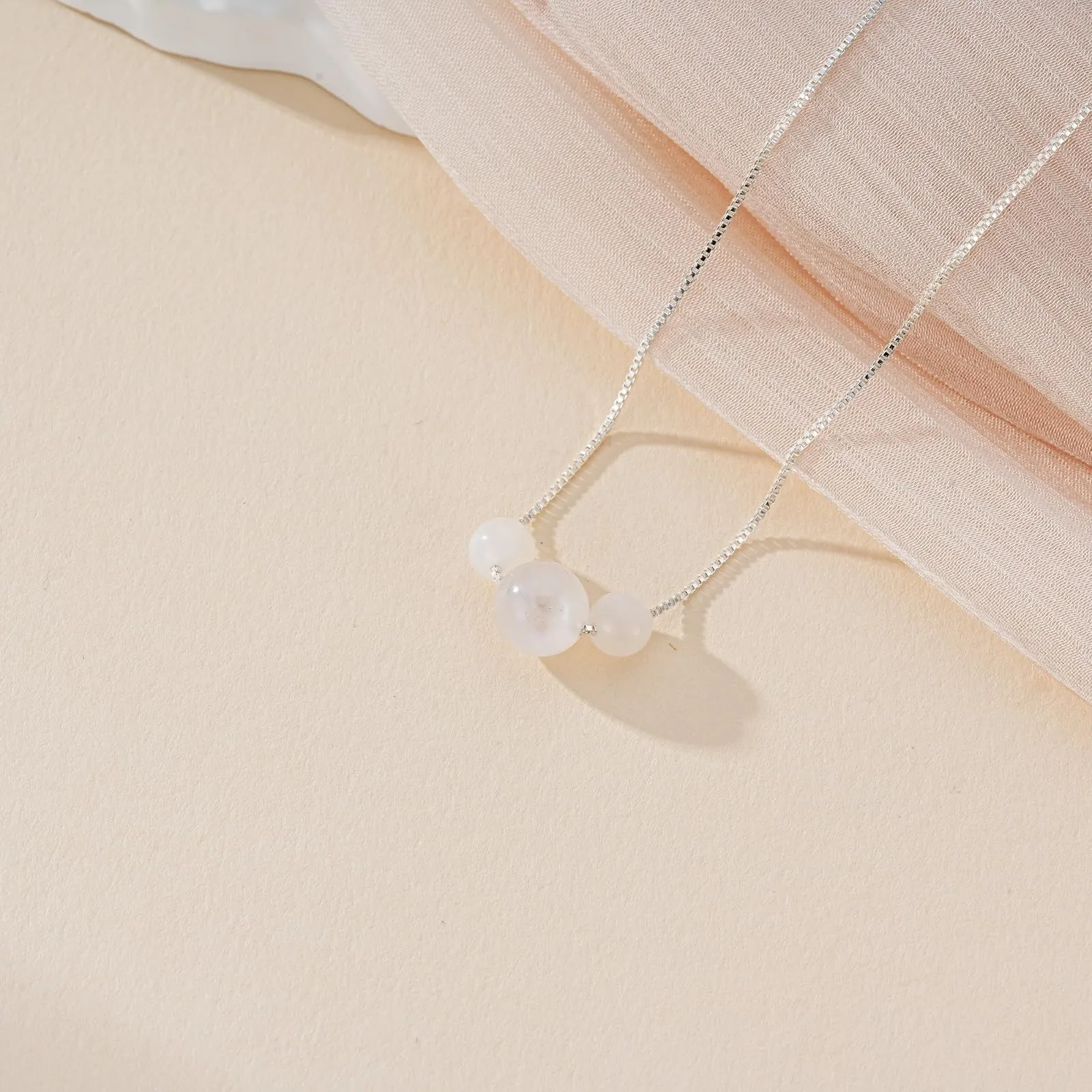 Aretas Collana in Pietra di Luna in Argento 925, 42+8cm - immagine 4