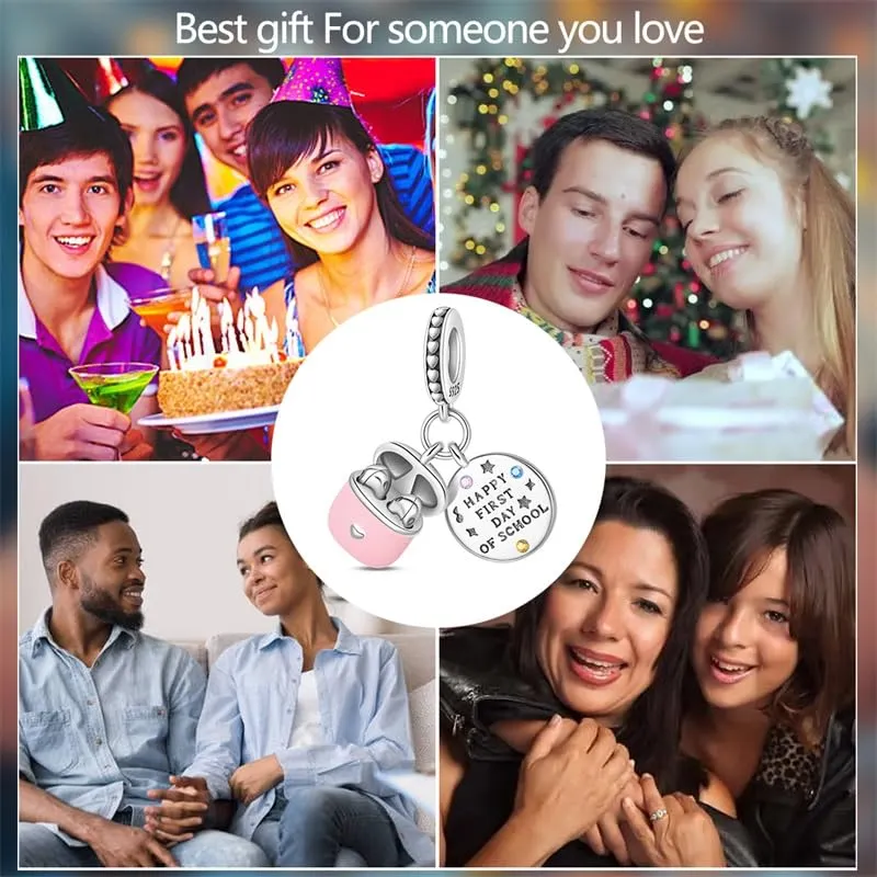 KUNSIR Bead Charm Ciondolo Argento Sterling 925 con Cubic Zirconia per Braccialetti e Collane Europei - immagine 6