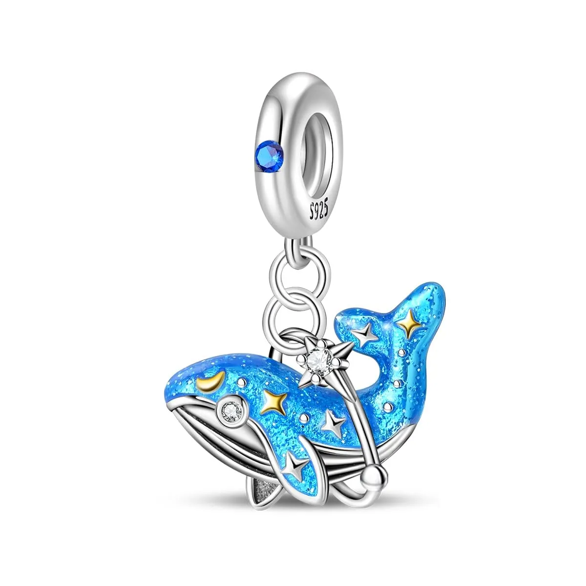 KUNSIR Bead Charm Ciondolo Argento Sterling 925 con Cubic Zirconia per Pandora Braccialetti e Collane Europee - immagine 1