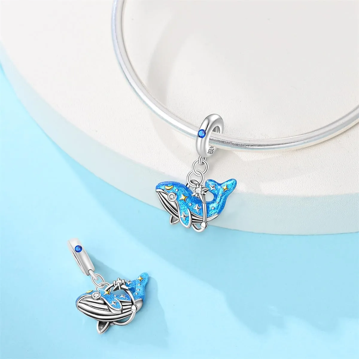 KUNSIR Bead Charm Ciondolo Argento Sterling 925 con Cubic Zirconia per Pandora Braccialetti e Collane Europee - immagine 2