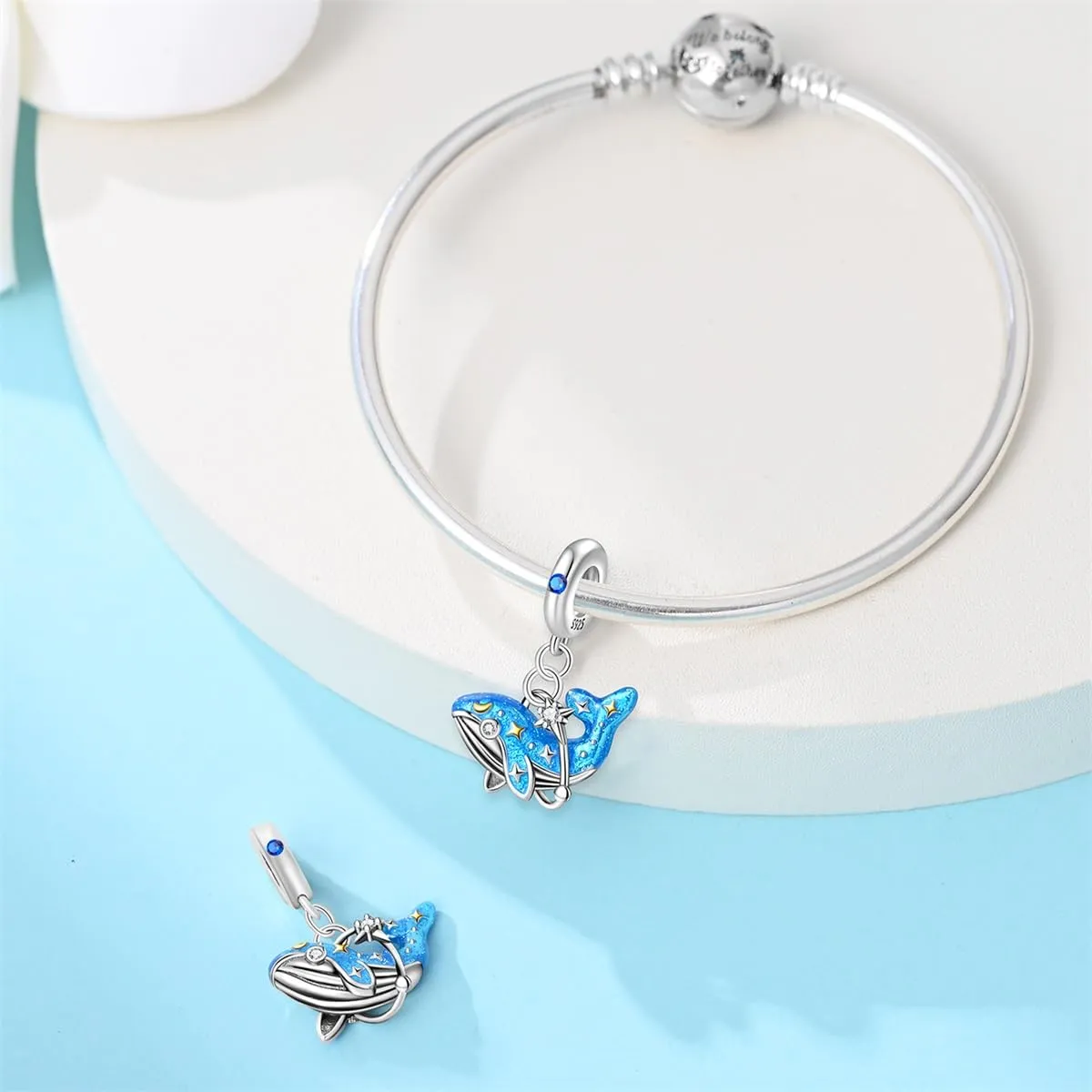KUNSIR Bead Charm Ciondolo Argento Sterling 925 con Cubic Zirconia per Pandora Braccialetti e Collane Europee - immagine 3