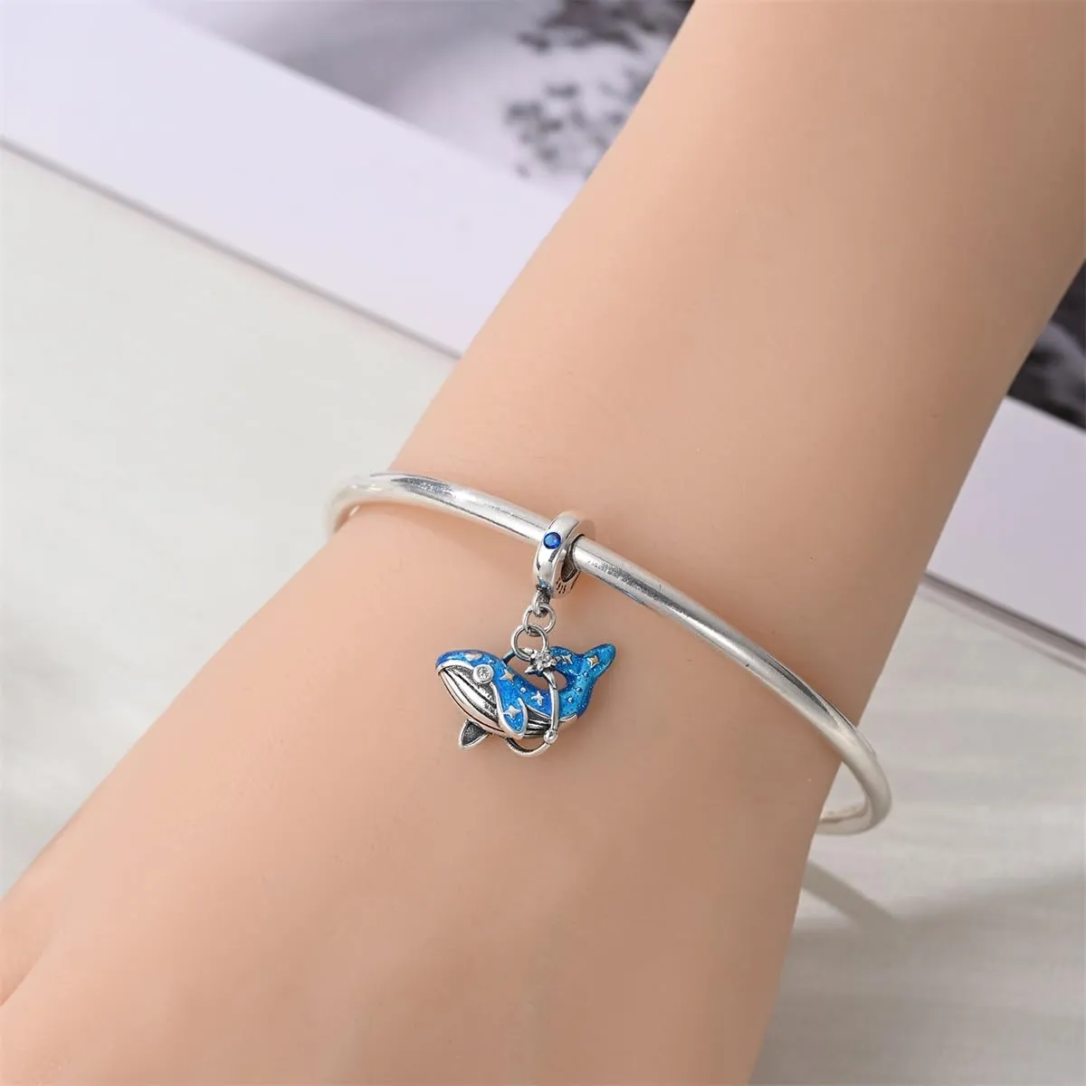 KUNSIR Bead Charm Ciondolo Argento Sterling 925 con Cubic Zirconia per Pandora Braccialetti e Collane Europee - immagine 4