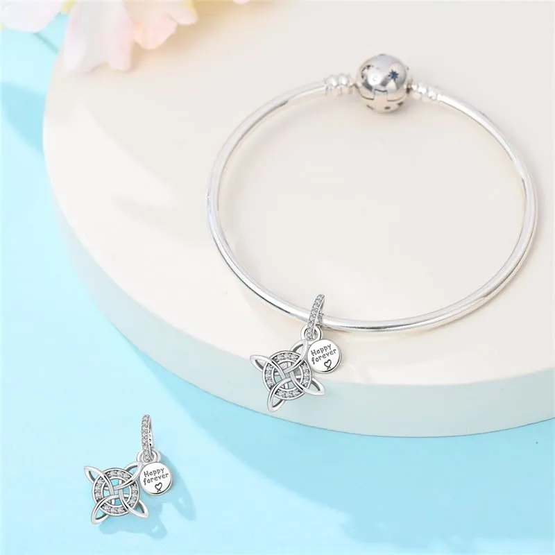 KUNSIR Bead Charm Ciondolo Argento Sterling 925 con Cubic Zirconia per Pandora Braccialetti e Collane Europei - immagine 3