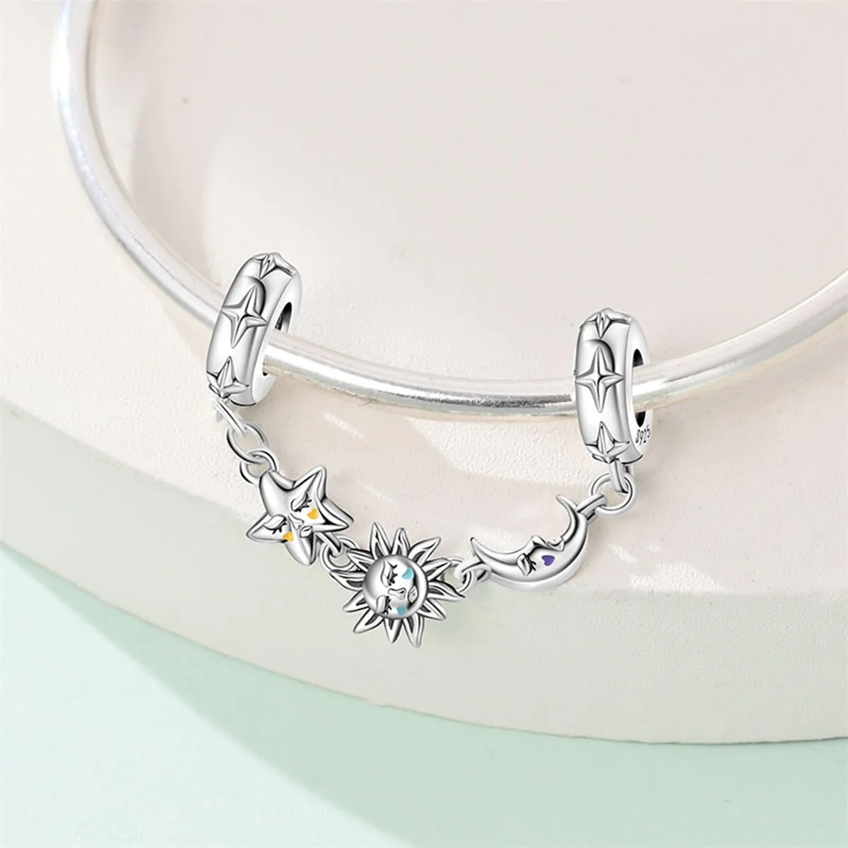 KUNSIR Bead Charm Ciondolo Argento Sterling 925 con Cubic Zirconia per Braccialetti e Collane Europei - immagine 2
