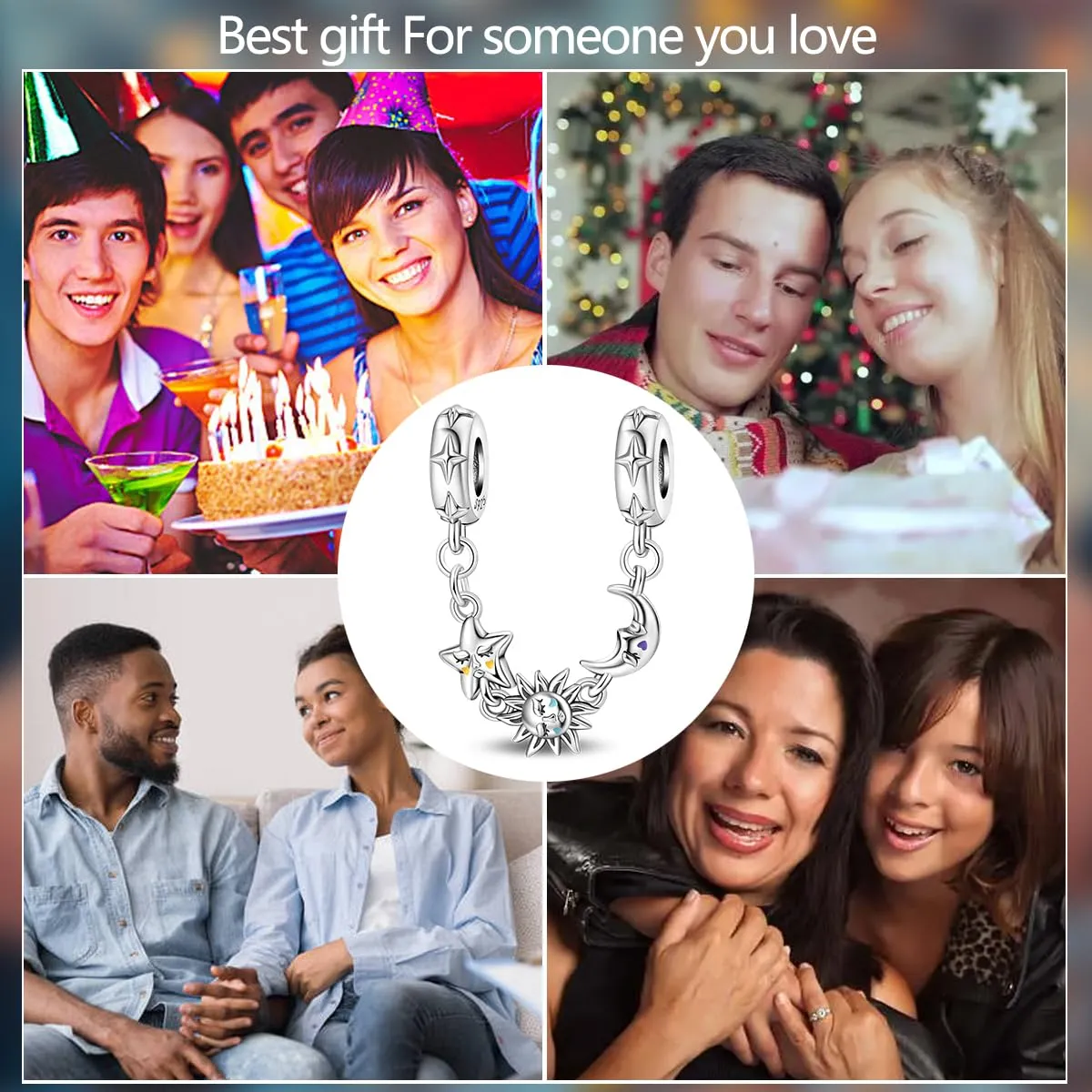 KUNSIR Bead Charm Ciondolo Argento Sterling 925 con Cubic Zirconia per Braccialetti e Collane Europei - immagine 6